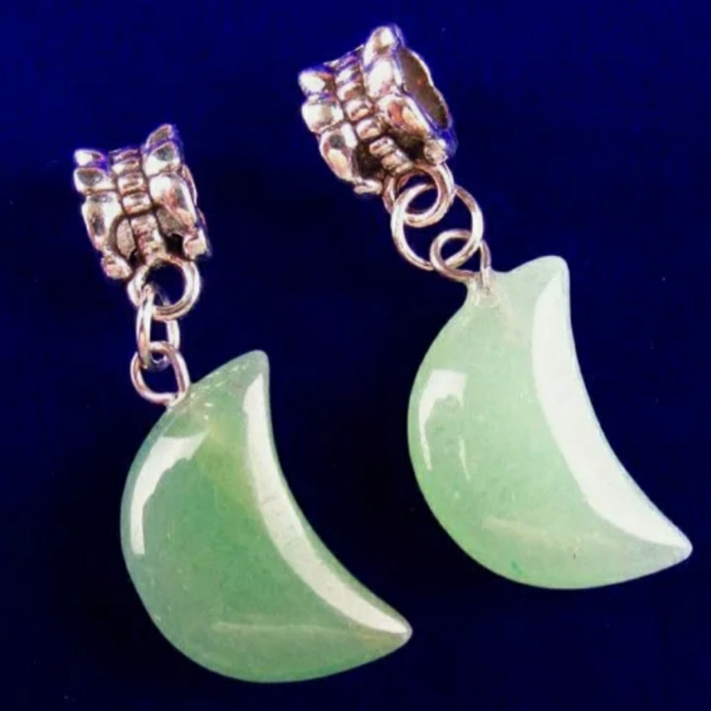Set of Green Aventurine Half Moon Pendants
